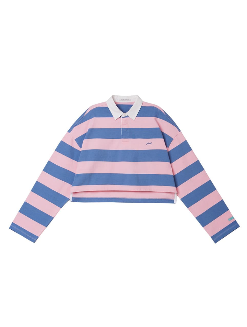 21SS 스트라이프 크롭 폴로 셔츠 - 핑크