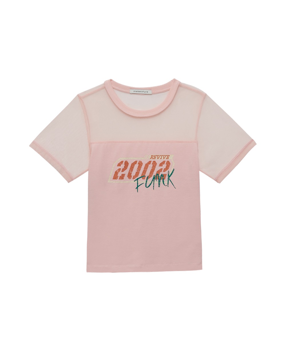 22SS 매쉬 믹스 티셔츠 - 핑크