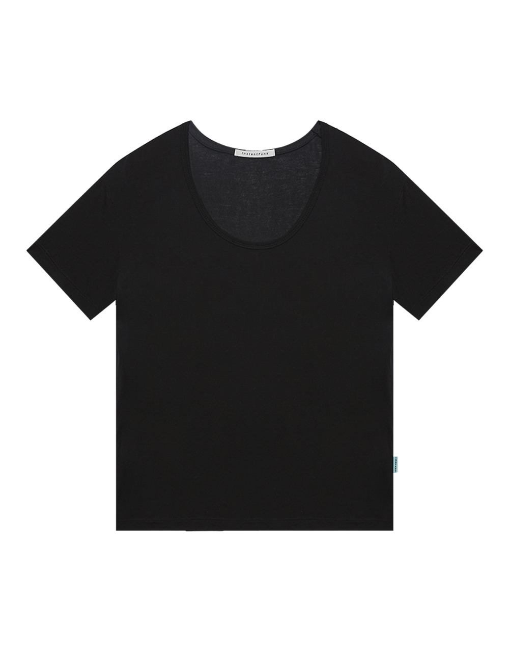 U넥 베이직 티셔츠 - 블랙