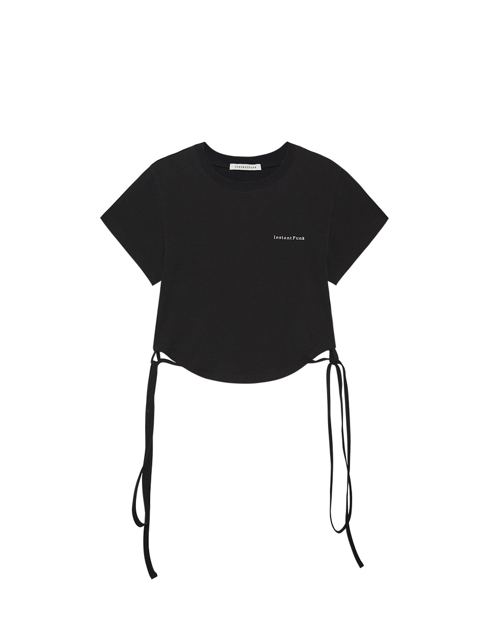 스트랩 크롭 티셔츠 - 블랙